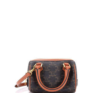 Celine Mini Boston Bag Triomphe Coated Canvas